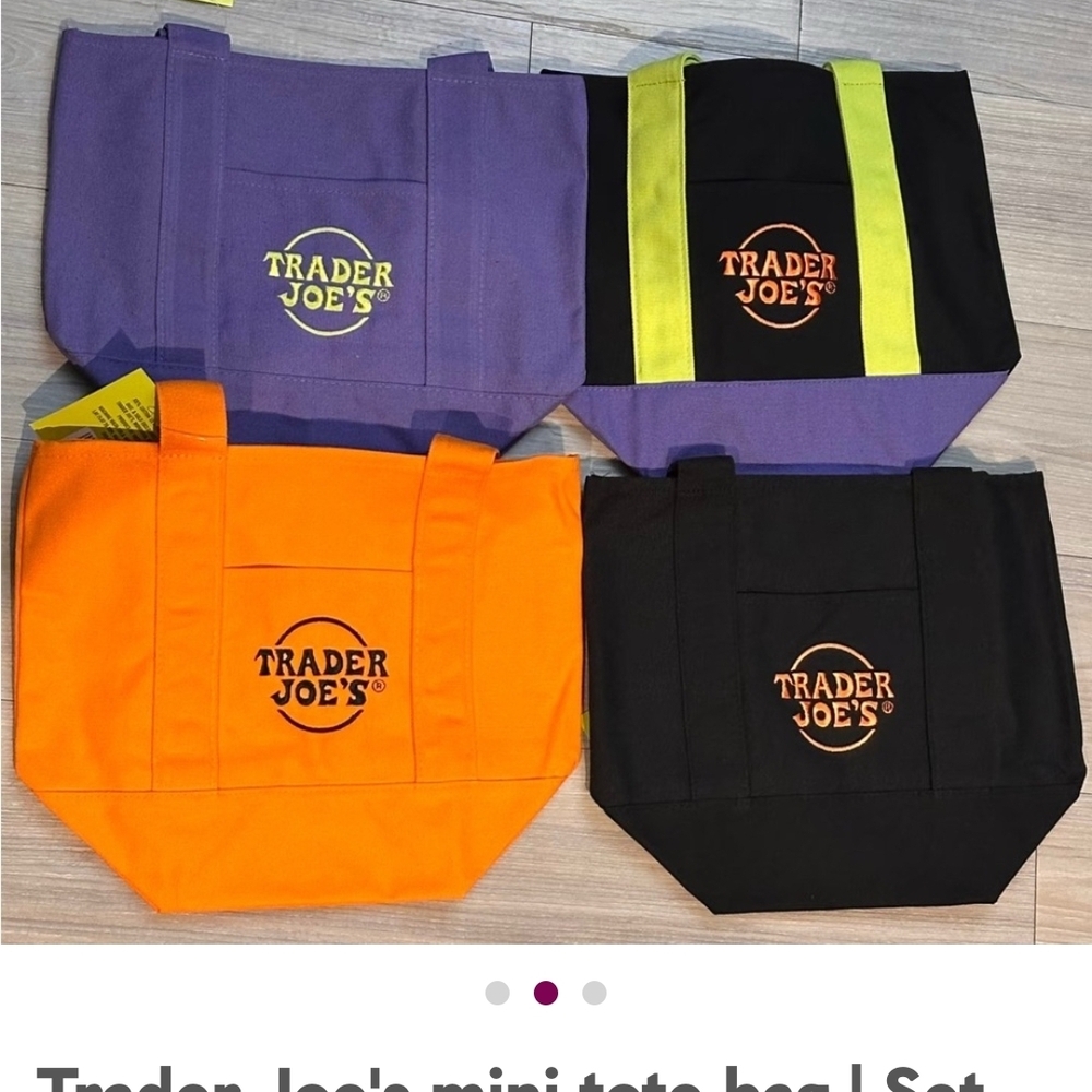 Trader Joe's Kids Mini Tote Bag Set - Purple, Black, Orange